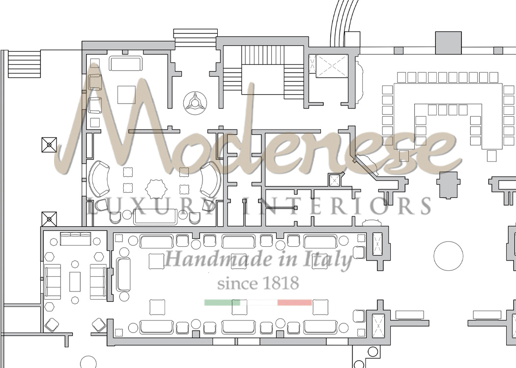 Modenese layout and 2D drawing for interior design projects