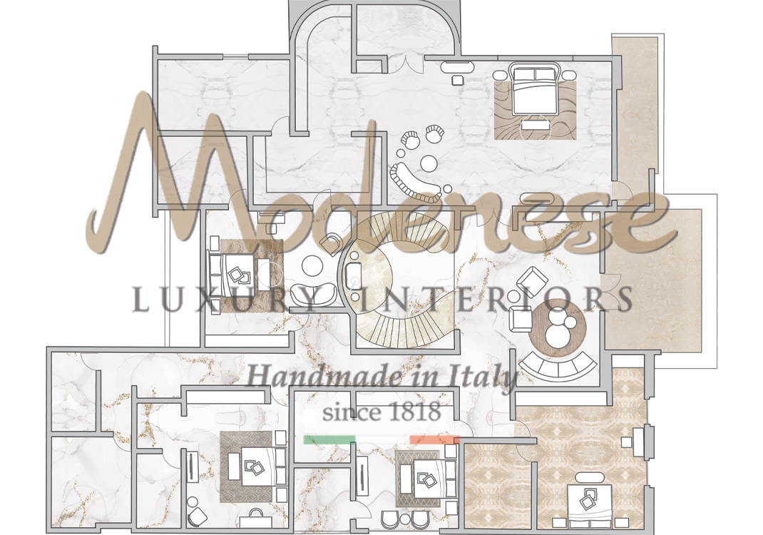 Modenese Luxury Interiors 2D drawings layout for interior design projects