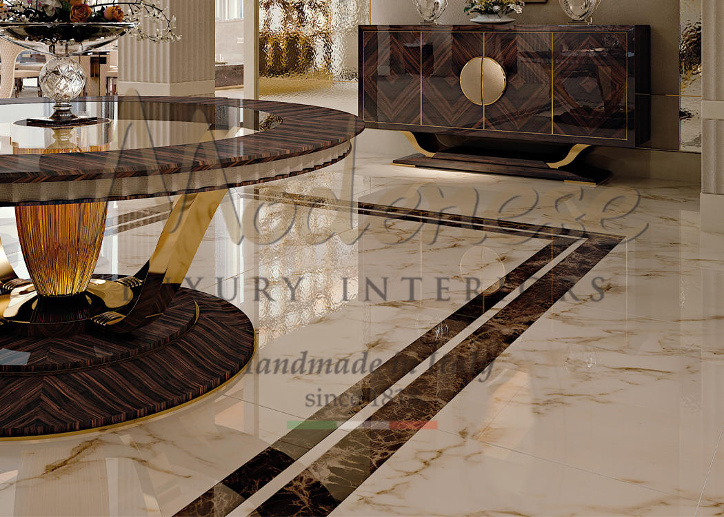 Brown and cream marble combination for Modenese interior design projects