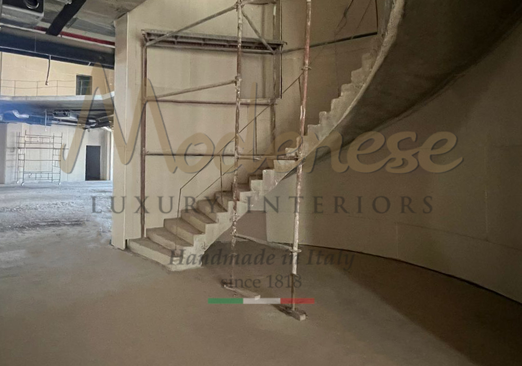 Stairs drywall construction and decoration Modnese interior design projects